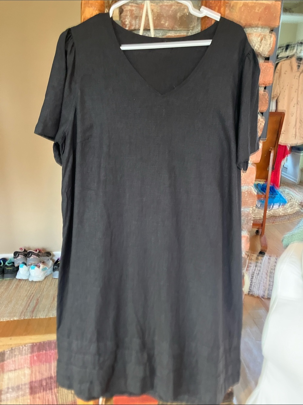 Classic Black XL V-Neck Midi Dress